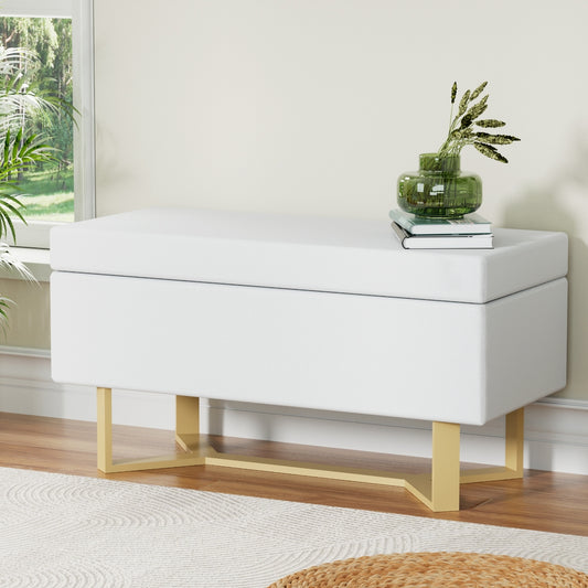 Artiss Storage Ottoman Blanket Box Criss-cross Linen White - TRENDZ