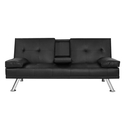 Artiss Sofa Bed 168CM Black PU Leather - TRENDZ