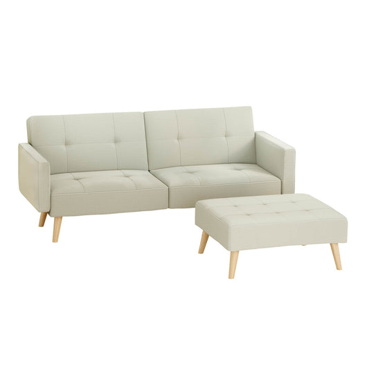 Artiss Sofa Bed Lounge Convertible Ottoman Couch Recliner 3 Seater Fabric Beige - TRENDZ