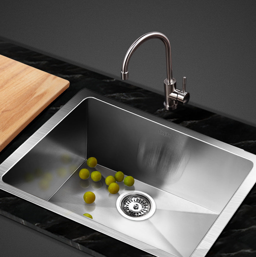 Cefito Kitchen Sink 51X45CM Stainless Steel Basin Single Bowl Silver - TRENDZ
