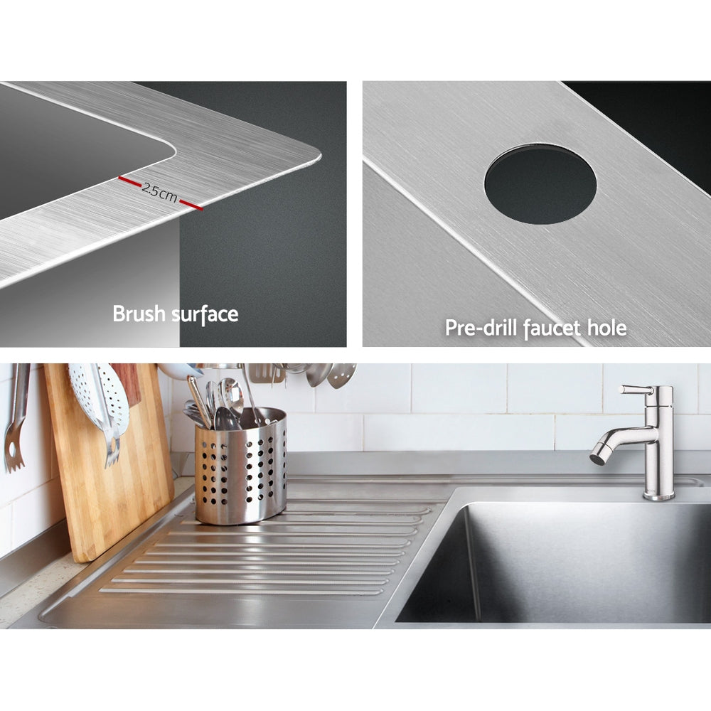 Cefito Kitchen Sink 53X50CM Stainless Steel Basin Single Bowl Silver - TRENDZ