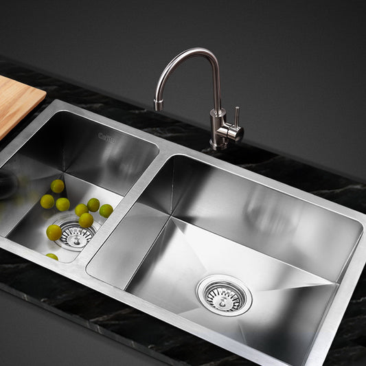 Cefito Kitchen Sink 71X45CM Stainless Steel Basin Double Bowl Silver - TRENDZ