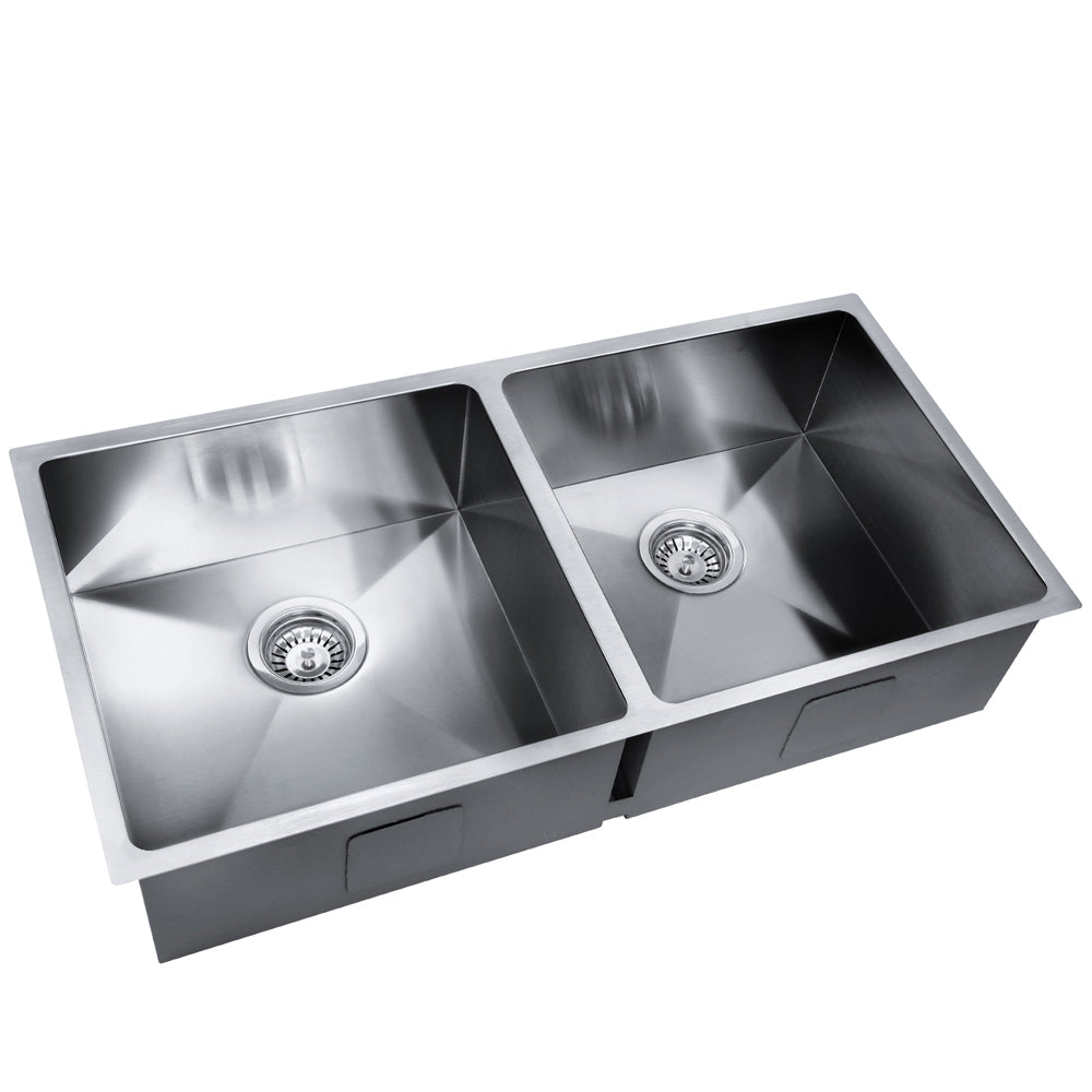 Cefito Kitchen Sink 86X44CM Stainless Steel Basin Double Bowl Silver - TRENDZ