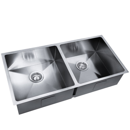 Cefito Kitchen Sink 86X44CM Stainless Steel Basin Double Bowl Silver - TRENDZ