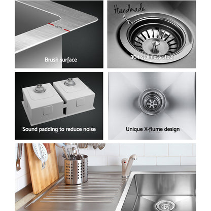 Cefito Kitchen Sink 86X44CM Stainless Steel Basin Double Bowl Silver - TRENDZ