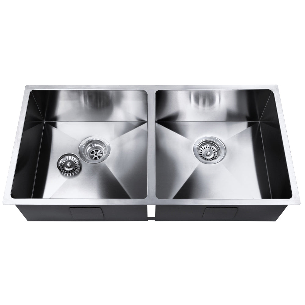 Cefito Kitchen Sink 86X44CM Stainless Steel Basin Double Bowl Silver - TRENDZ