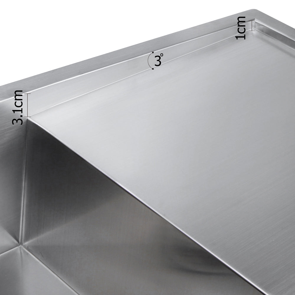 Cefito Kitchen Sink 87X45CM Stainless Steel Basin Single Bowl Silver - TRENDZ