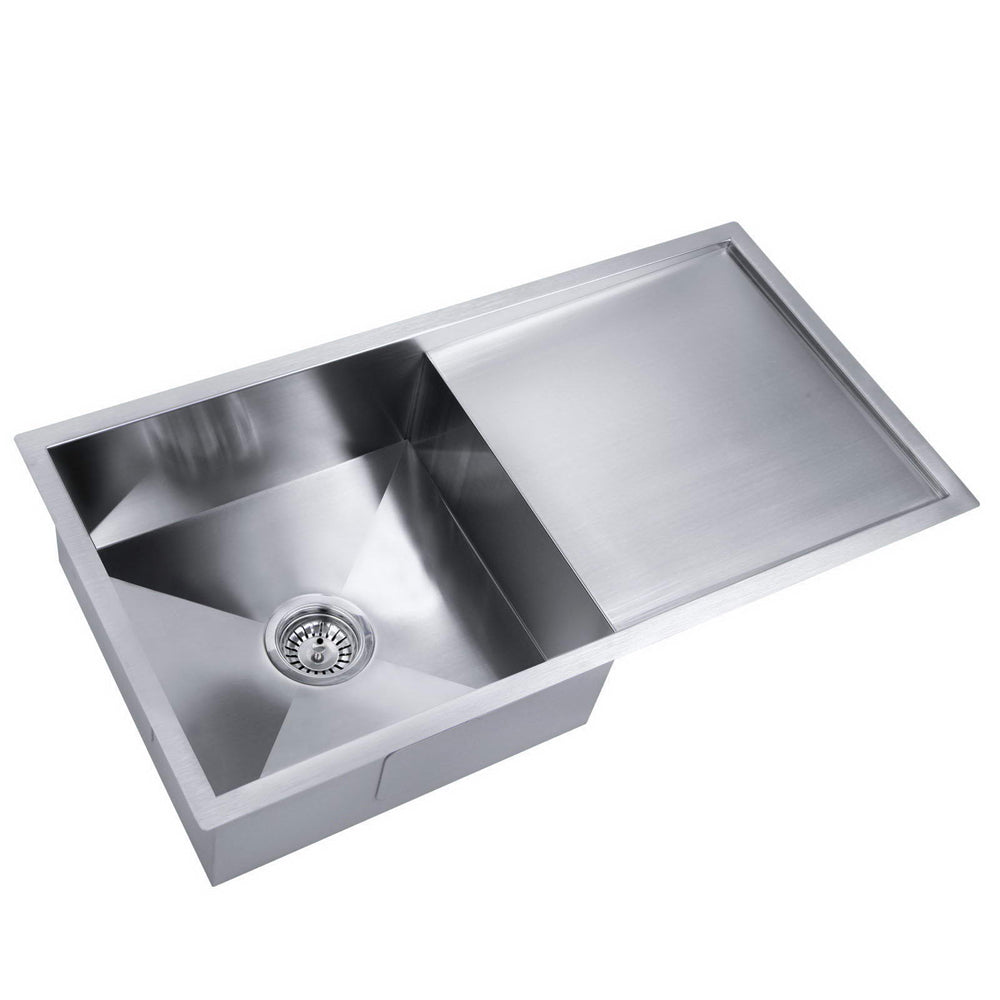 Cefito Kitchen Sink 87X45CM Stainless Steel Basin Single Bowl Silver - TRENDZ