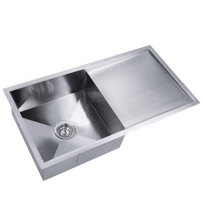 Cefito Kitchen Sink 87X45CM Stainless Steel Basin Single Bowl Silver - TRENDZ