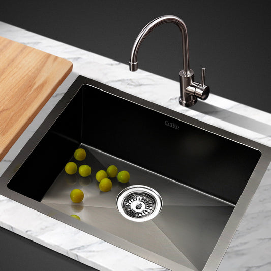 Cefito Kitchen Sink 45X30CM Stainless Steel Basin Single Bowl Black - TRENDZ
