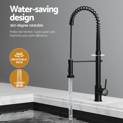 Cefito Stainless Steel Sink 70x45CM With Pull Out Mixer Tap Kitchen Basin Single Bowl Black - TRENDZ