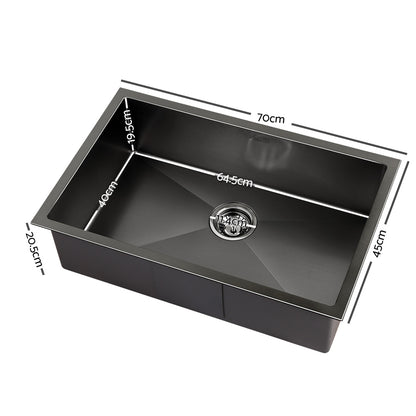 Cefito Kitchen Sink 70X45CM Stainless Steel Basin Single Bowl Black - TRENDZ