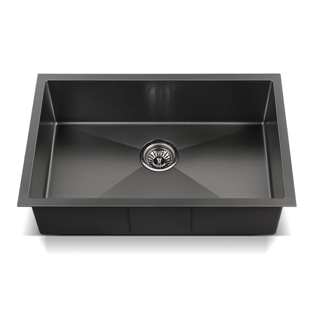 Cefito Kitchen Sink 70X45CM Stainless Steel Basin Single Bowl Black - TRENDZ