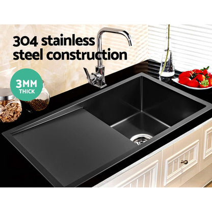 Cefito Kitchen Sink 75X45CM Stainless Steel Basin Single Bowl Black - TRENDZ
