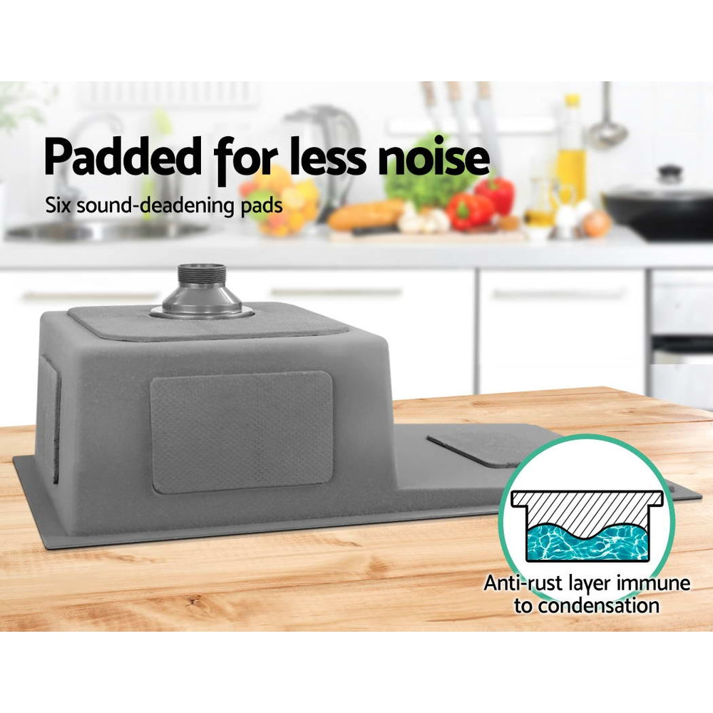 Cefito Kitchen Sink 75X45CM Stainless Steel Basin Single Bowl Black - TRENDZ