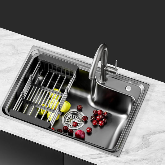 Cefito Kitchen Sink 61X43CM Stainless Steel Basin Single Bowl Black Drain Basket - TRENDZ