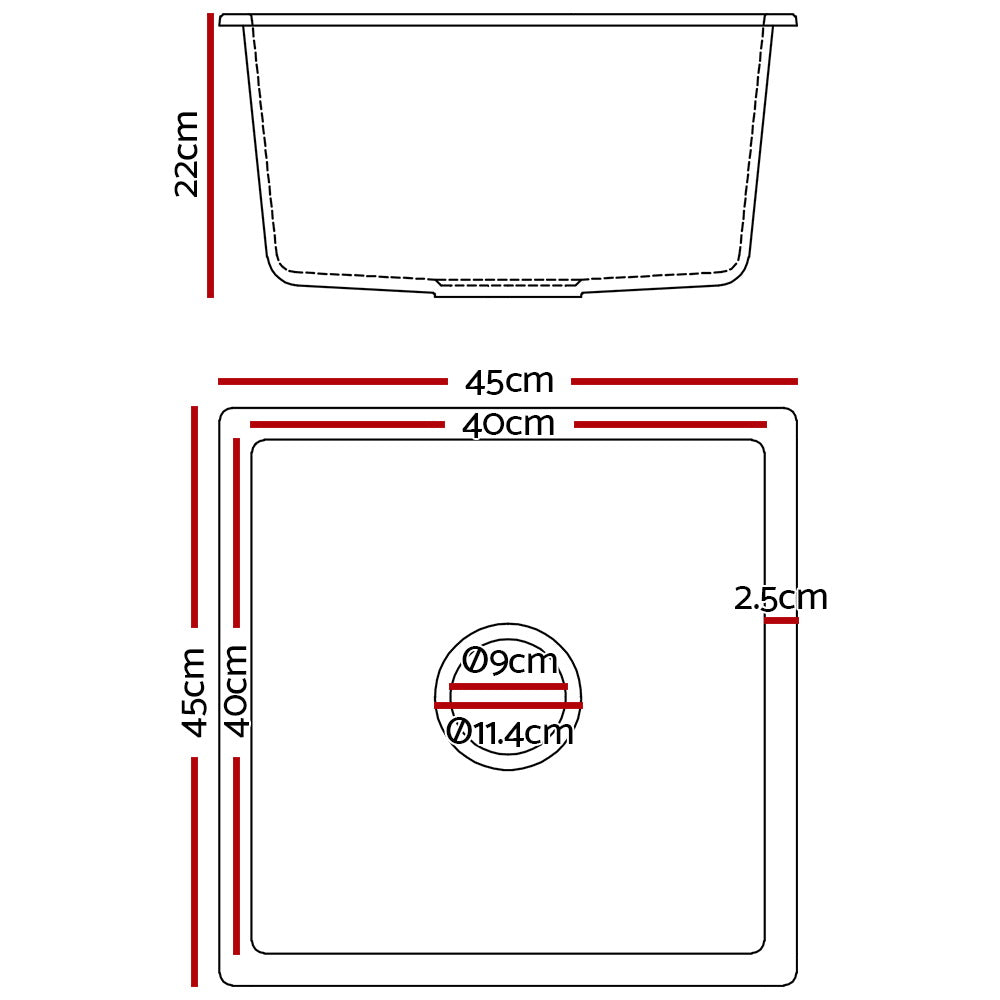 Cefito Stone Kitchen Sink 450X450MM Granite Under/Topmount Basin Bowl Laundry White - TRENDZ