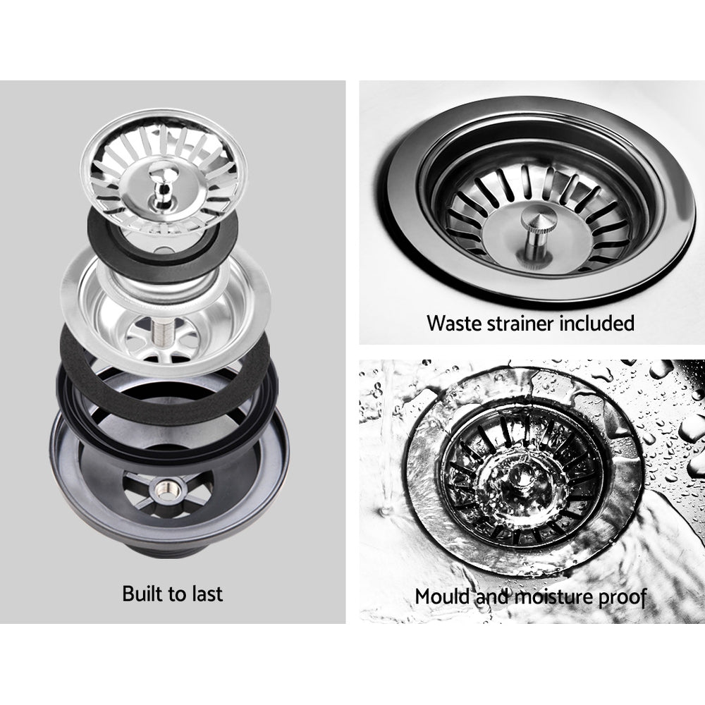 Cefito Stone Kitchen Sink 450X450MM Granite Under/Topmount Basin Bowl Laundry White - TRENDZ