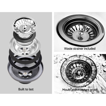Cefito Stone Kitchen Sink 450X450MM Granite Under/Topmount Basin Bowl Laundry White - TRENDZ