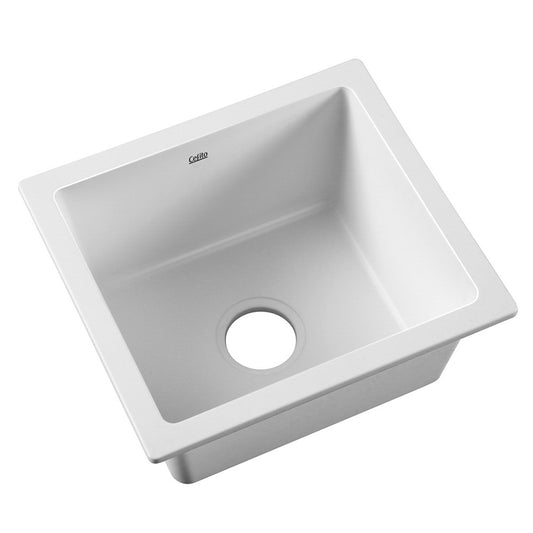 Cefito Stone Kitchen Sink 460X410MM Granite Under/Topmount Basin Bowl Laundry White - TRENDZ