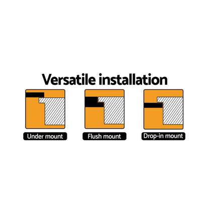 Cefito Stone Kitchen Sink Round 430MM Granite Under/Topmount Basin Bowl Laundry White - TRENDZ