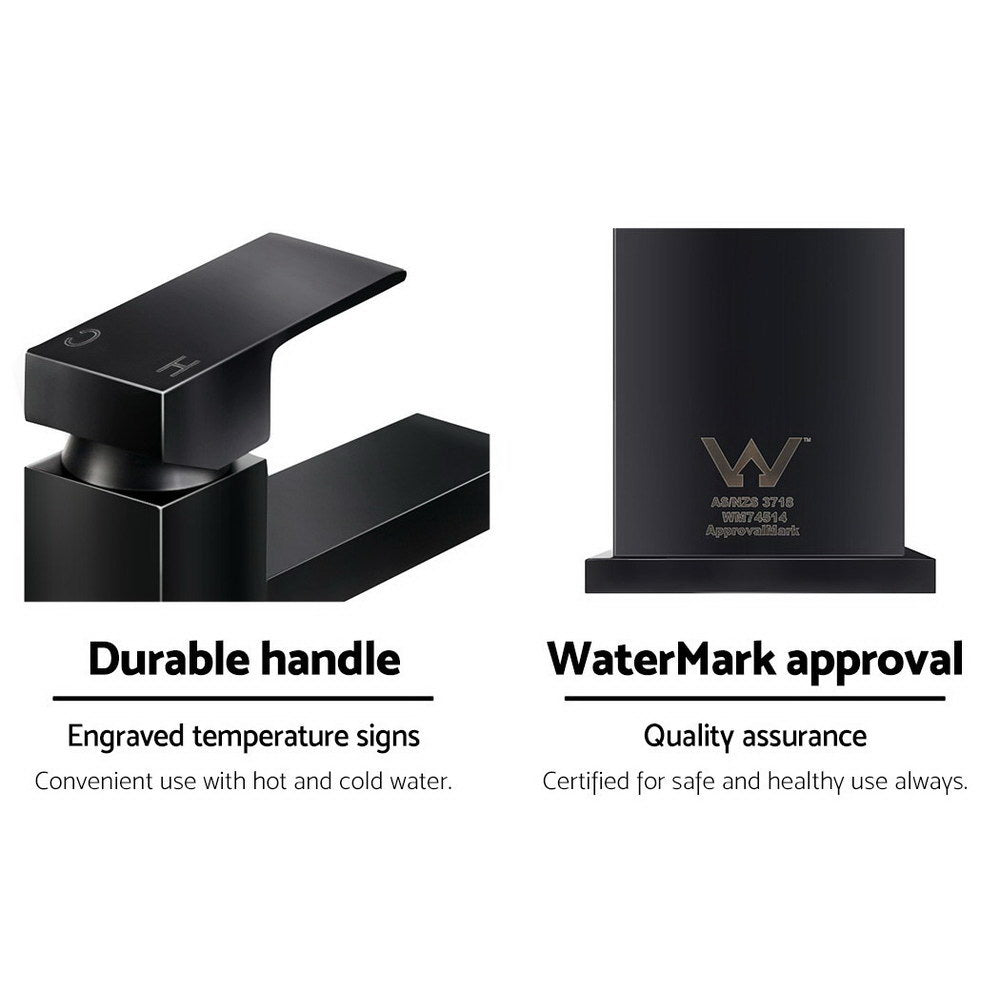 Cefito Bathroom Basin Mixer Tap Square Faucet Vanity Laundry Black - TRENDZ