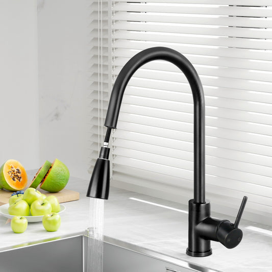 Cefito Kitchen Mixer Tap Pull Out 2 Mode Sink Faucet Basin Laundry Black - TRENDZ