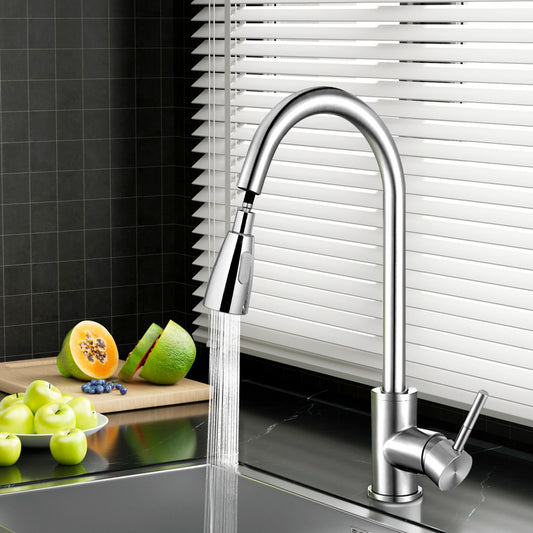 Cefito Kitchen Mixer Tap Pull Out 2 Mode Sink Faucet Basin Laundry Chrome - TRENDZ