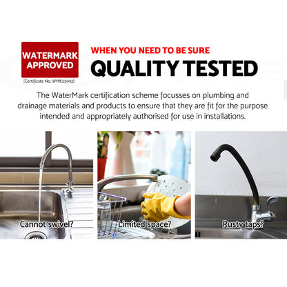 Cefito Kitchen Mixer Tap Mixer Round Sink Faucet Basin Laundry Black - TRENDZ