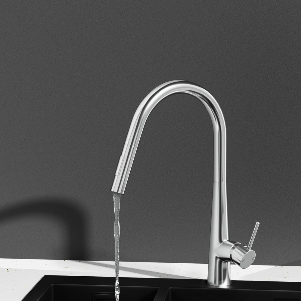 Kitchen Mixer Tap Pull Out Round 2 Mode Sink Basin Faucet Swivel WELS Chrome - TRENDZ