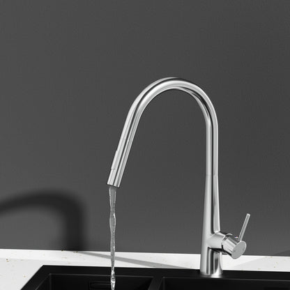 Kitchen Mixer Tap Pull Out Round 2 Mode Sink Basin Faucet Swivel WELS Chrome - TRENDZ