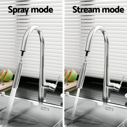 Kitchen Mixer Tap Pull Out Round 2 Mode Sink Basin Faucet Swivel WELS Chrome - TRENDZ