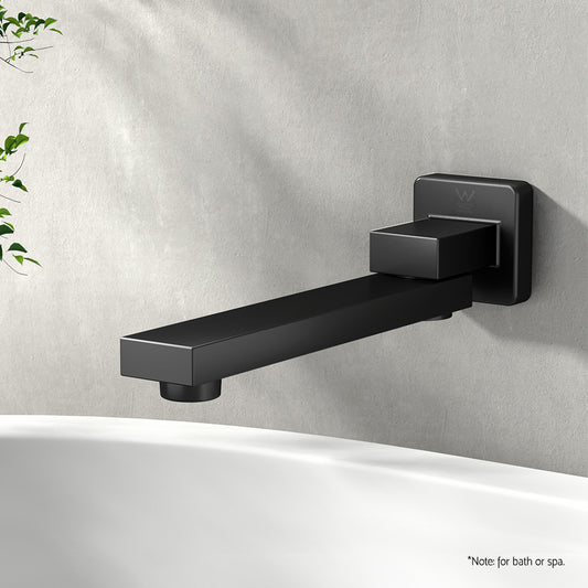 Cefito Bathroom Mixer Spout Wall Bath Tap Square Swivel Bathtub Black - TRENDZ