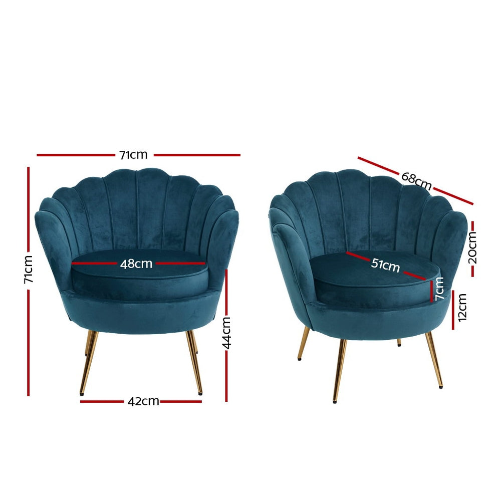 Artiss Armchair Velvet Blue Callista - TRENDZ