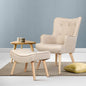 Artiss Armchair Set with Ottoman Beige Lansar - TRENDZ