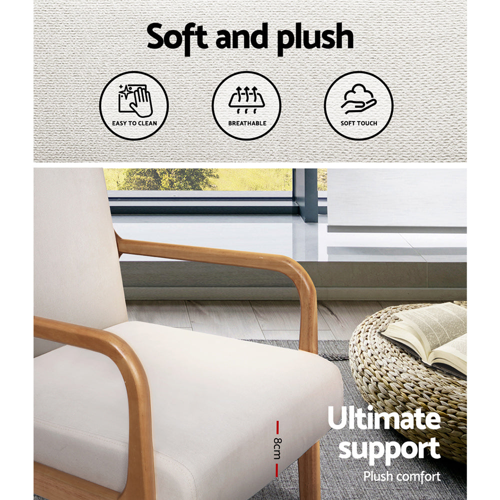 Artiss Olive Beige Armchair – Set of 2