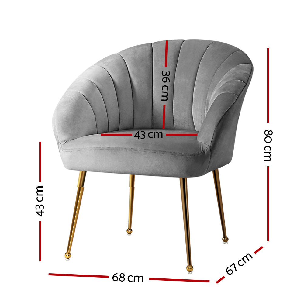 Artiss Armchair Velvet Grey Eloise - TRENDZ