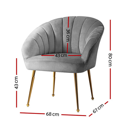 Artiss Armchair Velvet Grey Eloise - TRENDZ