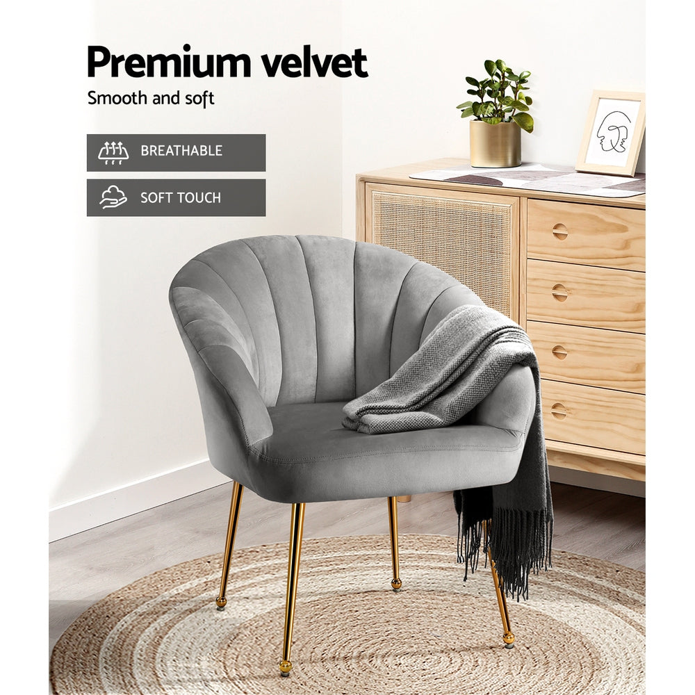 Artiss Armchair Velvet Grey Eloise - TRENDZ
