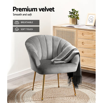 Artiss Armchair Velvet Grey Eloise - TRENDZ