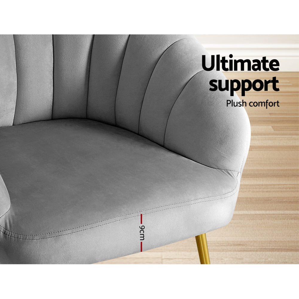 Artiss Armchair Velvet Grey Eloise - TRENDZ