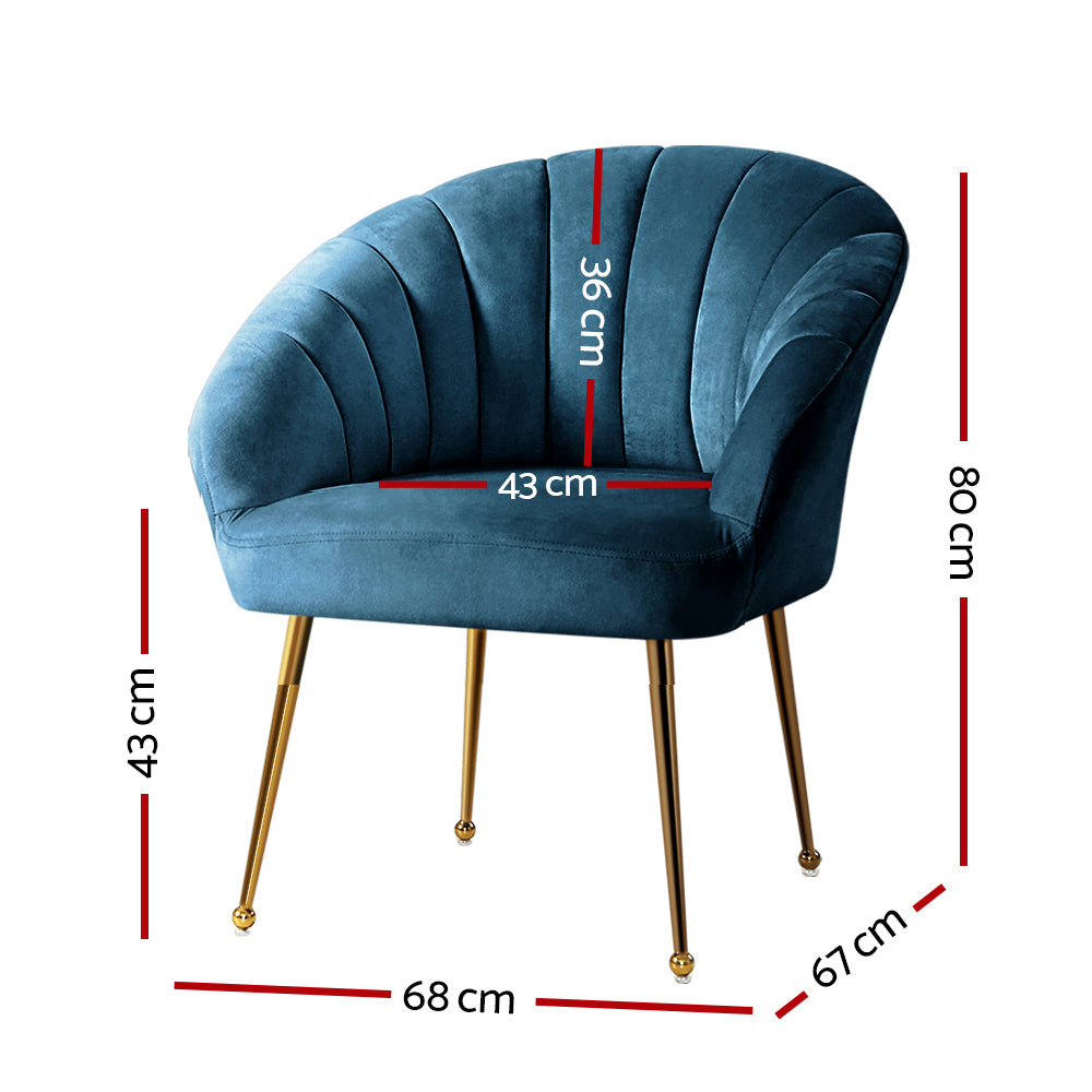 Artiss Armchair Velvet Blue Eloise - TRENDZ