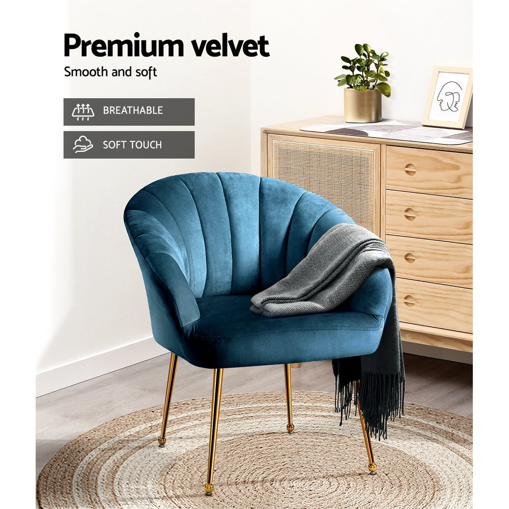 Artiss Armchair Velvet Blue Eloise - TRENDZ