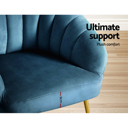 Artiss Armchair Velvet Blue Eloise - TRENDZ
