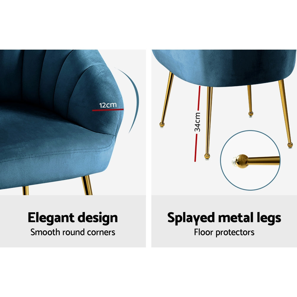 Artiss Armchair Velvet Blue Eloise - TRENDZ