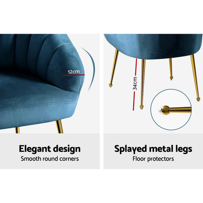 Artiss Armchair Velvet Blue Eloise - TRENDZ