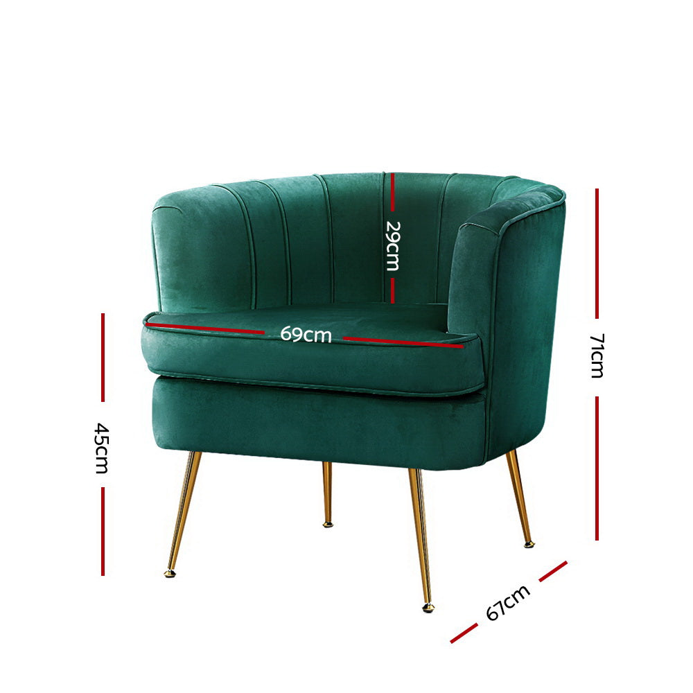 Artiss Armchair Velvet Green Norvia - TRENDZ