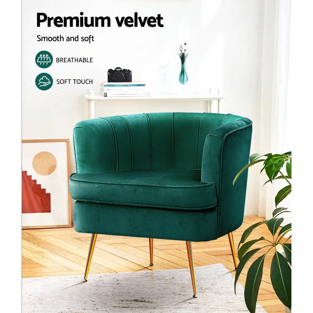 Artiss Armchair Velvet Green Norvia - TRENDZ