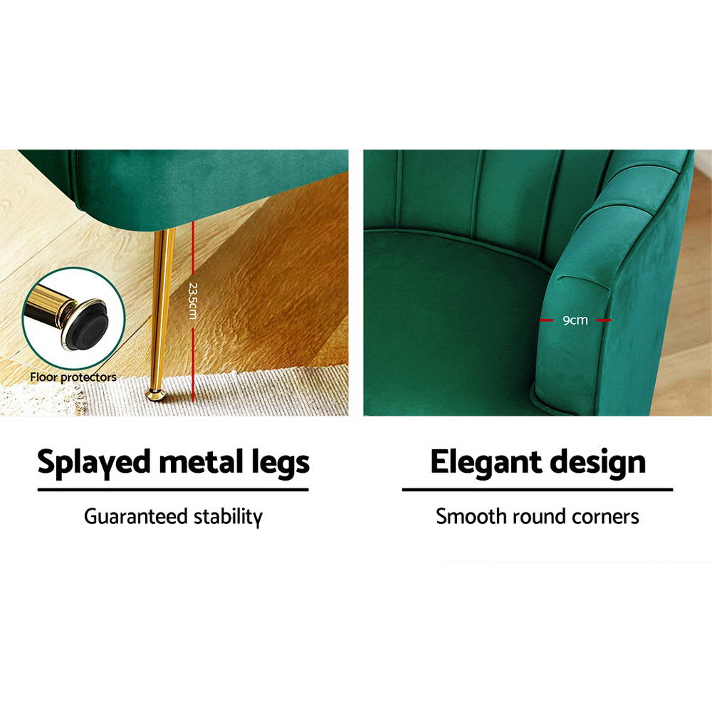 Artiss Armchair Velvet Green Norvia - TRENDZ