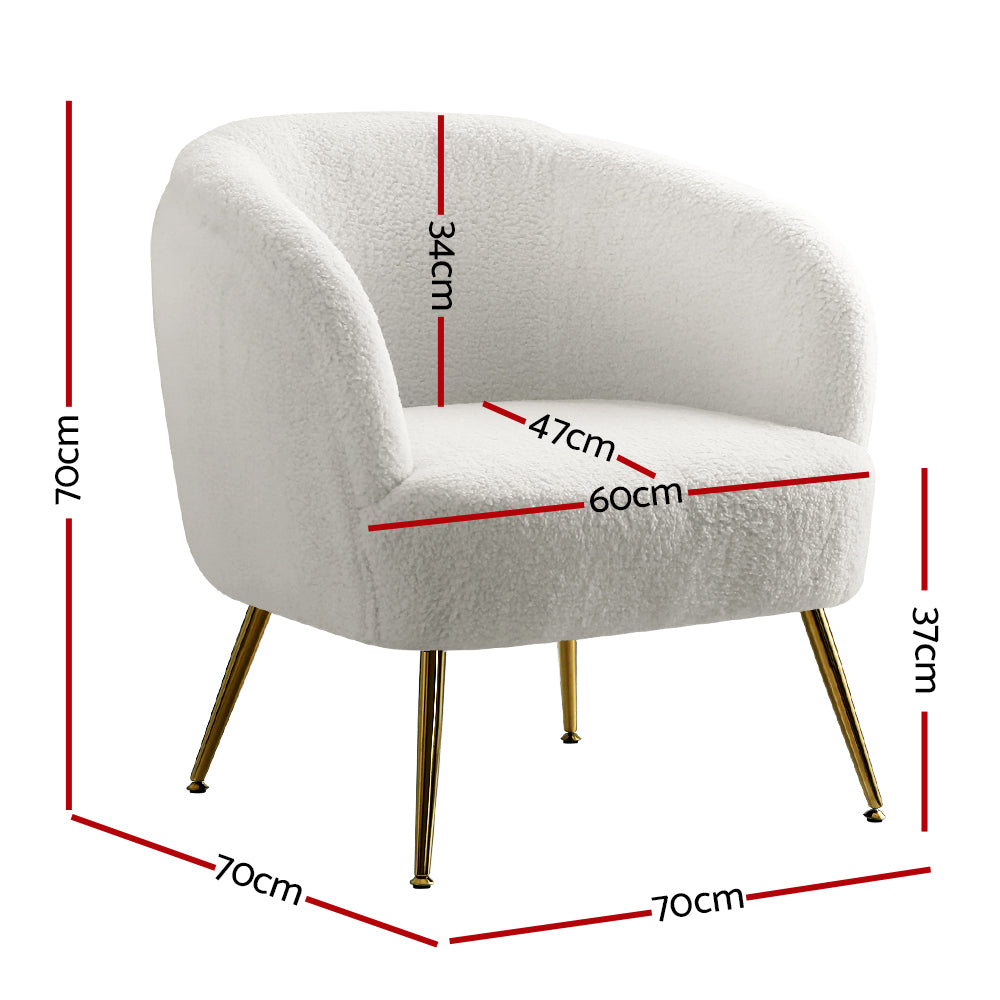 Artiss Armchair Lounge Chair Accent Chairs Armchairs Sherpa Boucle Sofa White - TRENDZ